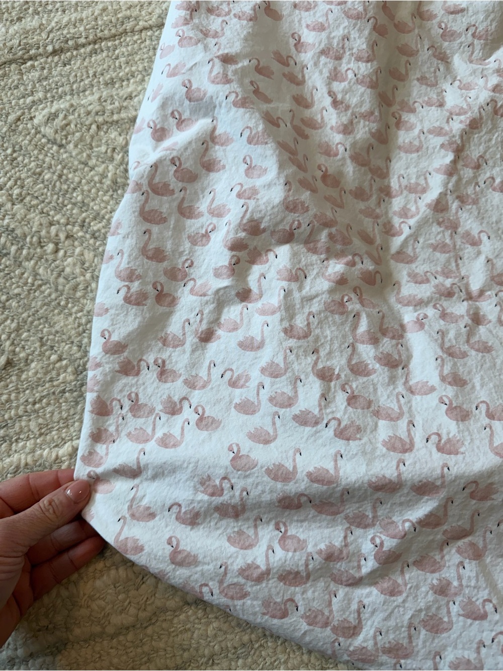 Pottery Barn Kids Watercolor Swan Organic Crib Fitted Sheet - Picture 4 of 8